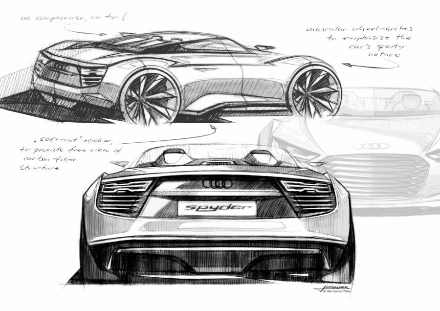 Эскиз Audi e-Tron Spyder Concept 2010 года  (фото 49 из 105)